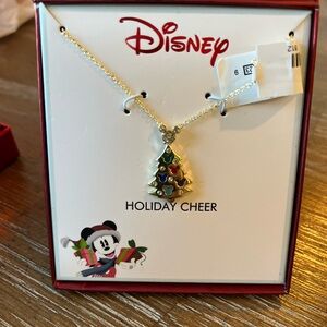 Disney Holiday Cheer Gold Christmas Tree Necklace
